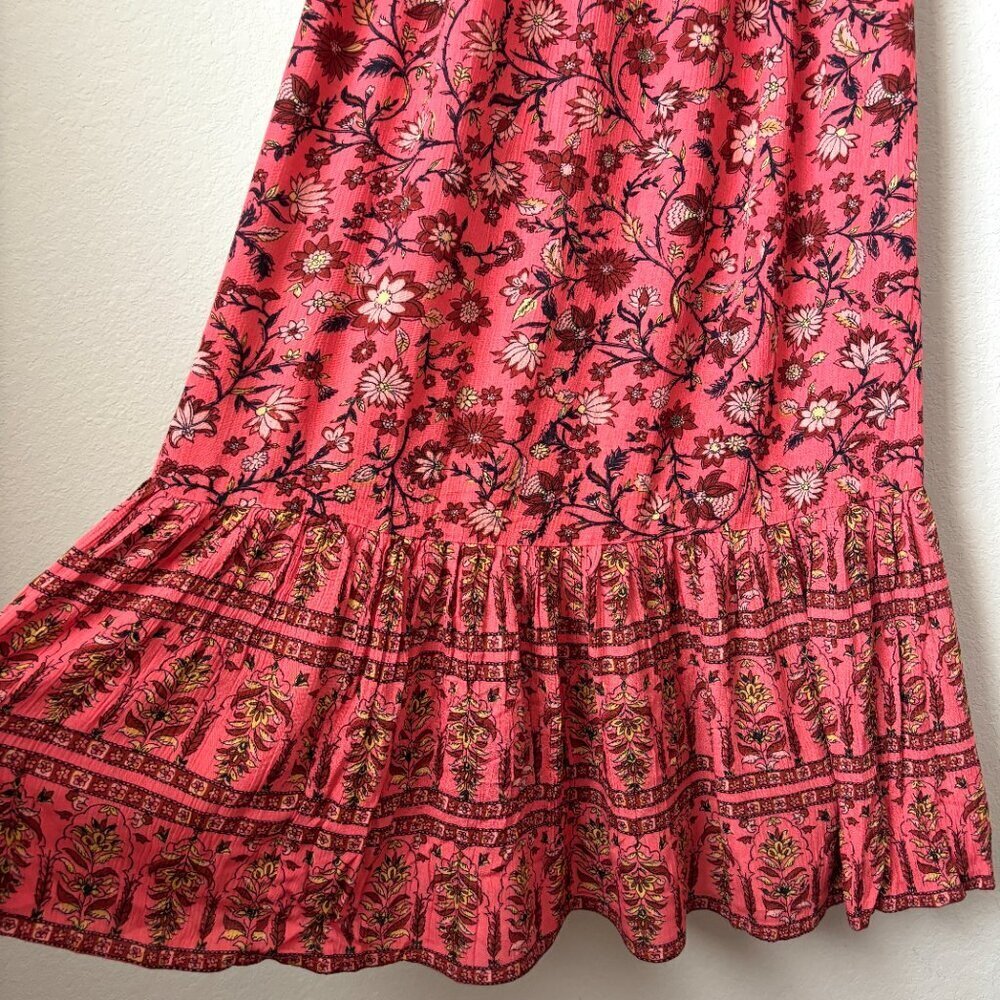 Billabong Boho Floral Print Full Bloom Smocked Ruffle Hem Maxi Dress - Picture 6 of 13